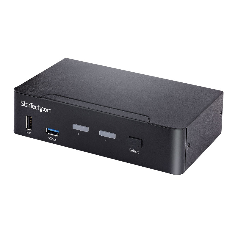 StarTech.com Switch KVM USB C - KVM DisplayPort à 2 ports Vidéo HDR UHD 4K 60Hz - Audio 3.5, Hub 5Gbps 4x USB HID et 2x USB 1