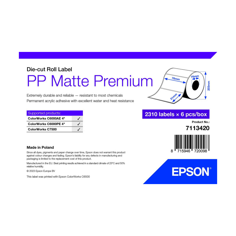 Epson 7113420 étiquette à imprimer Blanc Imprimante d'étiquette adhésive