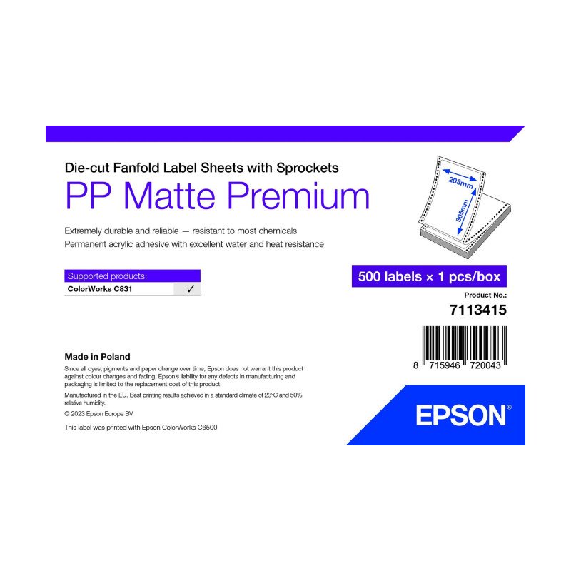 Epson 7113415 étiquette à imprimer Blanc Imprimante d'étiquette adhésive