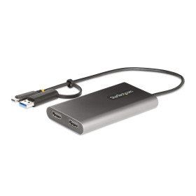 StarTech.com Adaptateur USB-C vers Double HDMI - USB-C ou A vers 2x HDMI - 4K 60Hz - 100W Power Delivery Pass-Through -