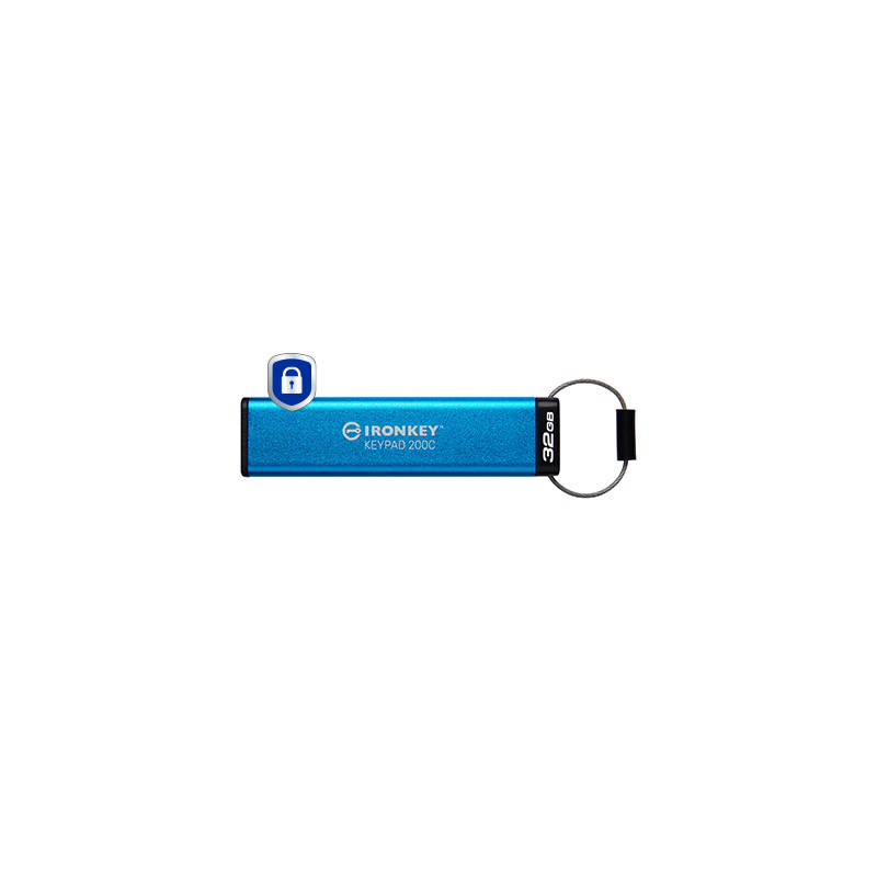 Kingston Technology IronKey Keypad 200 USB flash drive 32 GB USB Type-C 3.2 Gen 1 (3.1 Gen 1) Blue