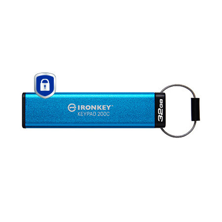 Kingston Technology IronKey Keypad 200 USB flash drive 32 GB USB Type-C 3.2 Gen 1 (3.1 Gen 1) Blue