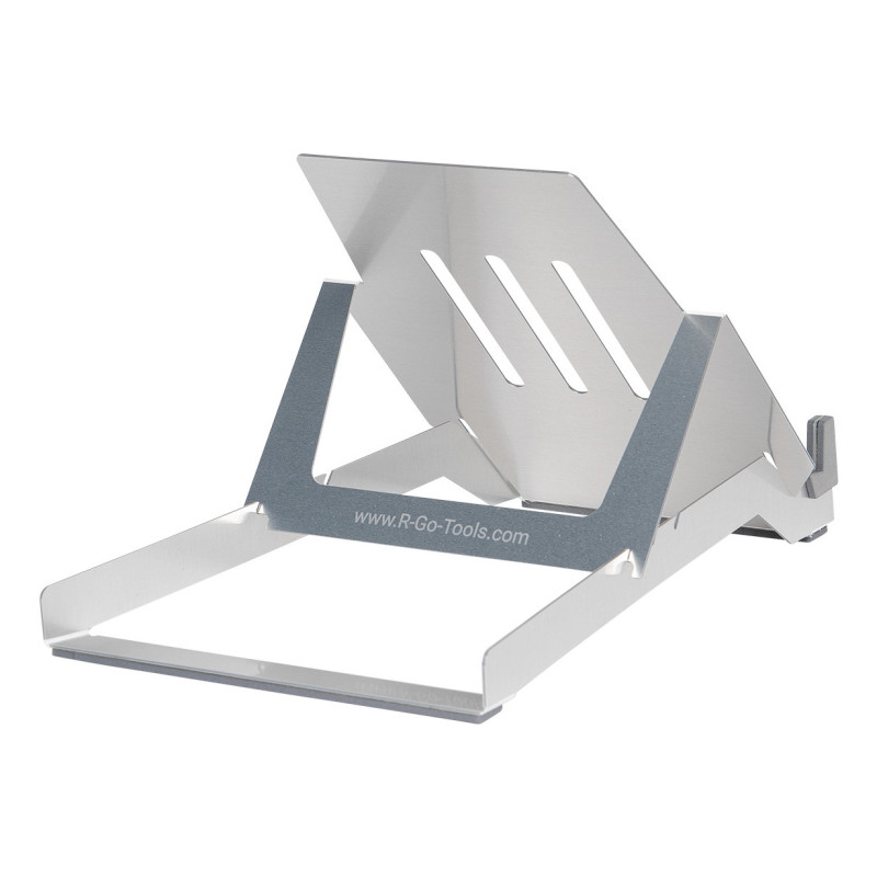 R-Go Tools Support pour ordinateur portable R-Go Riser Basic, support pour ordinateur portable pliable et réglable, aluminium