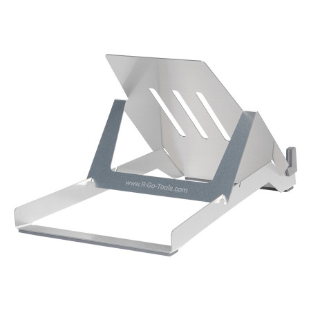 R-Go Tools Support pour ordinateur portable R-Go Riser Basic, support pour ordinateur portable pliable et réglable, aluminium