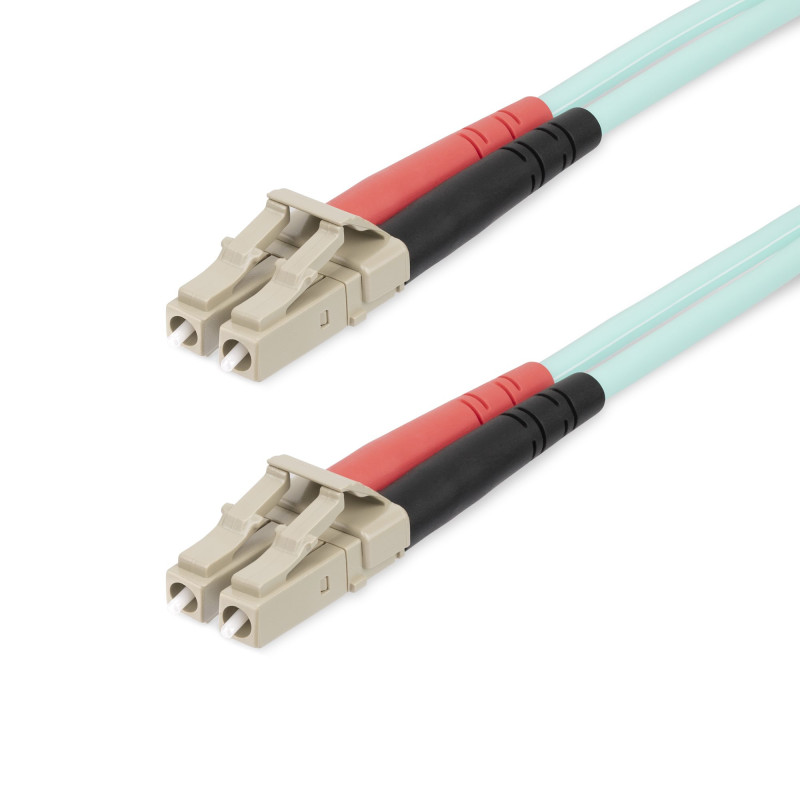 StarTech.com Câble à Fibre Optique Multimode LC/UPC vers LC/UPC OM4, Fibre LOMMF/VCSEL Zipcord 50/125µm, Réseaux 100G, Faible