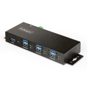 StarTech.com Hub USB 3.0 7 Ports avec 7x USB-A, Boîtier Industriel en Métal, Hub USB 7 ports avec Protection ESD, Montage