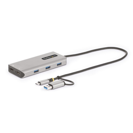 StarTech.com Adaptateur Multiport USB-C avec Dongle USB-C vers USB-A, Double HDMI (4K30Hz/1080p60Hz), 3x USB-A 5Gbps, Mini