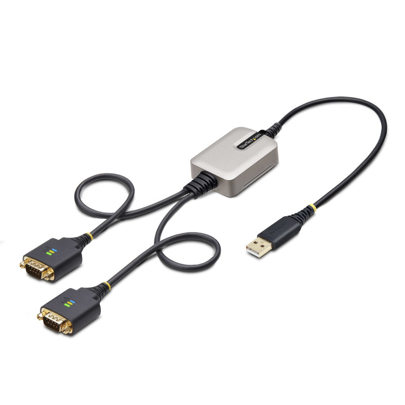 StarTech.com Adaptateur USB vers Série de 2 Ports de 60cm, Vis/Écrous DB9 Interchangeables, COM Rétention, Câble Convertisseur