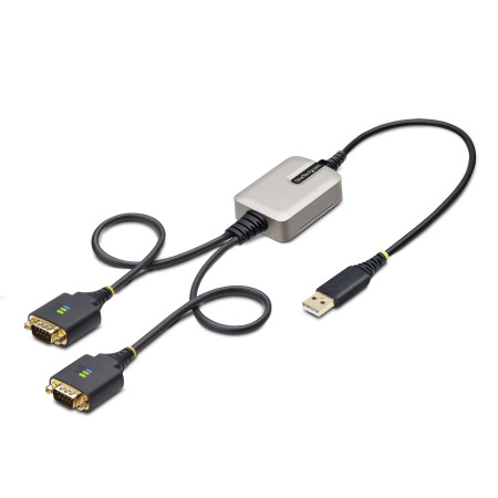 StarTech.com Adaptateur USB vers Série de 2 Ports de 60cm, Vis/Écrous DB9 Interchangeables, COM Rétention, Câble Convertisseur