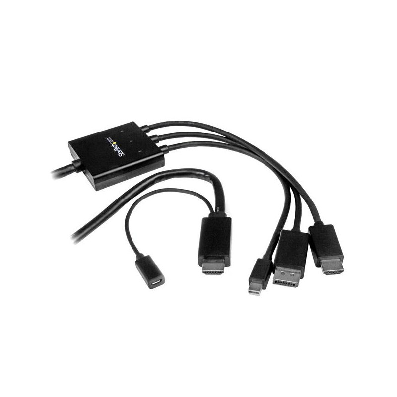 StarTech.com DPMDPHD2HD video cable adapter 78.7" (2 m) DisplayPort + Mini DisplayPort + HDMI HDMI + USB Black