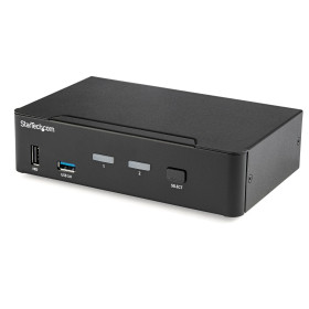 StarTech.com Switch KVM DisplayPort à 2 Ports - 4K60Hz - Écran Unique - Switch KVM USB UHD DP 1.2 à 2 Ports avec Hub USB 3.0
