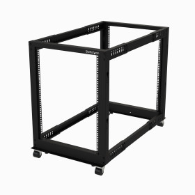 StarTech.com Rack Serveur Mobile 15U 4 Poteaux, Rack Réseau 19" 4 Poteaux avec Roulettes, Rack Roulant avec Profondeur