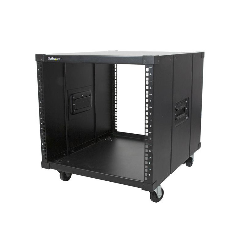 StarTech.com Rack 9U à Châssis Ouvert avec Roulettes - Armoire Portable à 4 Montants et 23" de Profondeur pour Équipement