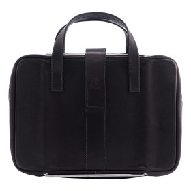 R-Go Tools Laptop bag R-Go Viva, full-grain leather, with integrated laptop stand, shoulder strap, 15.6-inch, black