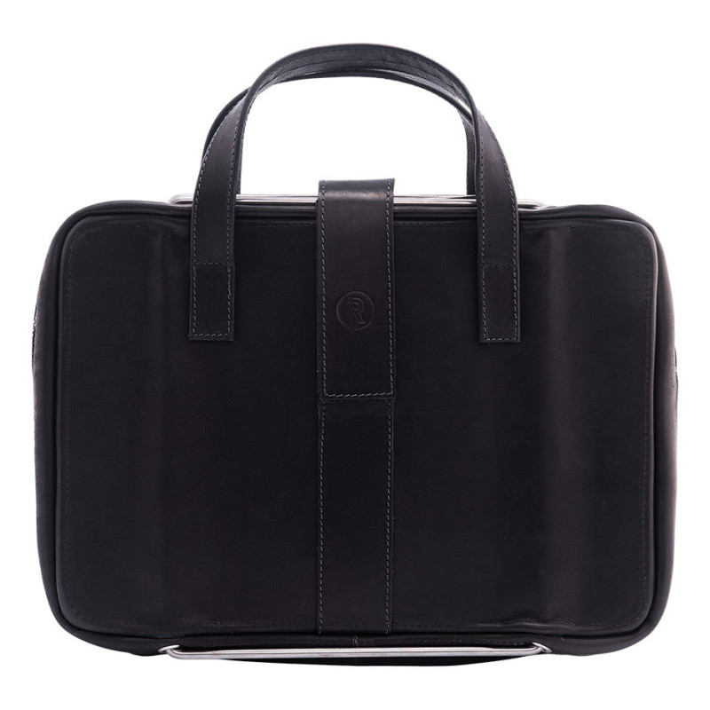 R-Go Tools Laptop bag R-Go Viva, full-grain leather, with integrated laptop stand, shoulder strap, 15.6-inch, black