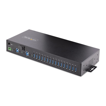 StarTech.com Hub USB 3.0 5Gbps Industriel à 16 Ports - Montage DIN/Surface/Rack - Protection ESD - Commutateur USB 3.0