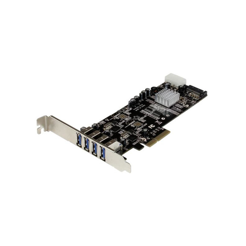 StarTech.com Carte Contrôleur PCI Express vers 4 Ports USB 3.0 avec 2 voies dédiés de 5 Gb/s - UASP - Alim SATA / LP4