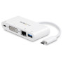 StarTech.com Adaptateur Multiport USB C - Adaptateur Vidéo USB-C vers DVI-D (numérique) avec 60W PD Passthrough Charging, GbE,
