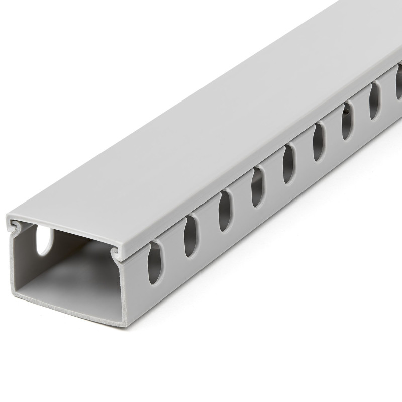 StarTech.com Chemin de Câbles PVC avec Couvercle - 38mm W x 25mm H - Longueur 2m - Slots Parallels 8mm, Goulotte Cache Câble