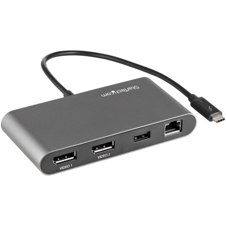 StarTech.com Mini Station d'Accueil Thunderbolt 3 - Dock Portable pour Deux Écrans avec DP 4K 60Hz, 1x hub USB-A (USB 3.0/5