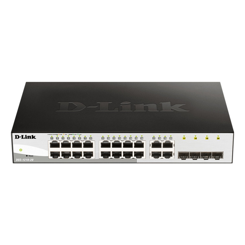 D-Link DGS-1210-20 Géré L2 Gigabit Ethernet (10/100/1000) 1U Noir