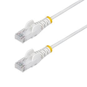 StarTech.com Câble Ethernet CAT6 Blanc Fin de 2m, Sans Accroc, 100W PoE, UTP, LSZH, Fil de Cuivre Pur 28AWG, Cordon Patch