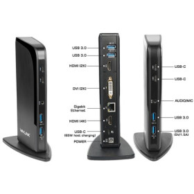 DLH 3 Screen Docking Station USB-A & USB-C Black