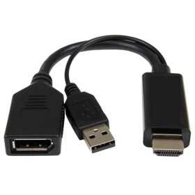 DLH DY-TU4247B câble vidéo et adaptateur DisplayPort HDMI + USB Noir