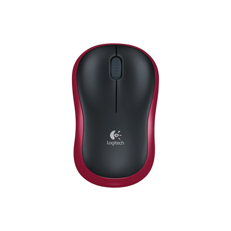 Souris Logitech M185 - Radiofréquence - USB - Optique - 3 boutons - Rouge, Noir - Sans fil - 2,40 GHz - Molette de défilement - 