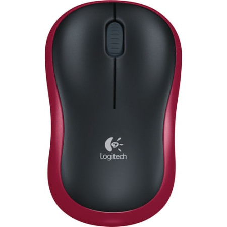 Souris Logitech M185 - Radiofréquence - USB - Optique - 3 boutons - Rouge, Noir - Sans fil - 2,40 GHz - Molette de défilement - 