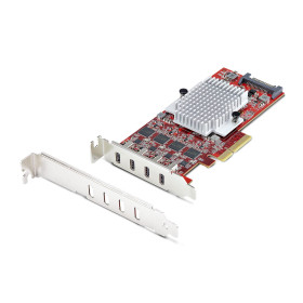 StarTech.com Carte PCIe USB-C 4 Ports, USB 3.2 10 Gbit/s, Carte d'Extension PCI Express USB-C, 4 Contrôleurs USB Indépendants,