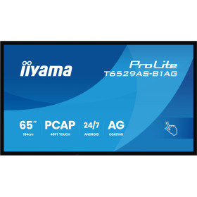 iiyama T4329AS-B1AG Écran plat interactif 163,8 cm (64.5") LED Wifi 500 cd/m² 4K Ultra HD Noir Écran tactile Intégré dans le