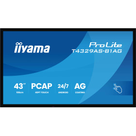 iiyama T4329AS-B1AG signage display Interactive flat panel 42.5" LED Wi-Fi 500 cd/m² 4K Ultra HD Black Touchscreen Built-in