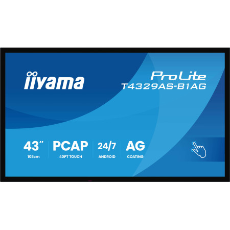 iiyama T4329AS-B1AG Écran d'affichage dynamique Écran plat interactif 108 cm (42.5") LED Wifi 500 cd/m² 4K Ultra HD Noir Écran