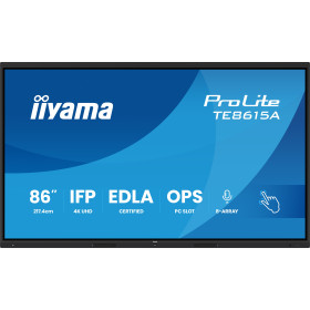 iiyama TE8615A-B1AG signage display Digital signage flat panel 86" Wi-Fi 550 cd/m² 4K Ultra HD Black Touchscreen Built-in