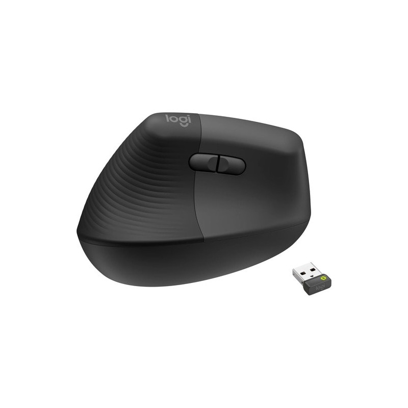 Logitech Lift Mouse - Bluetooth - USB - 6 Button(s) - Basalt Gray - Wireless - 4000 dpi - Wheels with Brake - Small Medium Hand/