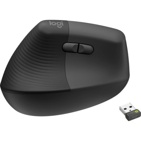 Logitech Lift Mouse - Bluetooth - USB - 6 Button(s) - Basalt Gray - Wireless - 4000 dpi - Wheels with Brake - Small Medium Hand/