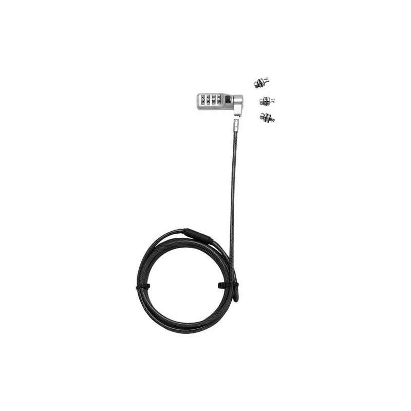 Dicota Universal Cable Lock For Notebook, Projector, Printer - 2 m Cable - 4-digit - Patented T-bar/Combination Lock - Black - S