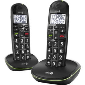 Doro PhoneEasy 110 Duo Cordless Phone - DECT - Black - Cordless - Corded - 300 m Range - 1 x Telephone Line(s) - 2 x Handset(s) 
