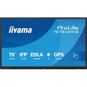 iiyama TE7512MIS-B4AG Écran d'affichage dynamique Écran plat de signalisation numérique 165,1 cm (65") LCD Wifi 400 cd/m² 4K