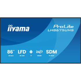 iiyama LH8675UHS-B2AG signage display Digital signage flat panel 85.6" LCD Wi-Fi 500 cd/m² 4K Ultra HD Black Built-in processor