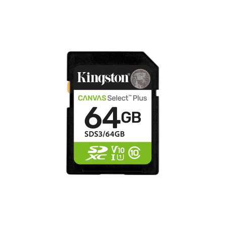 Kingston Technology Canvas Select Plus Gen3 64 GB SD UHS-I Class 10