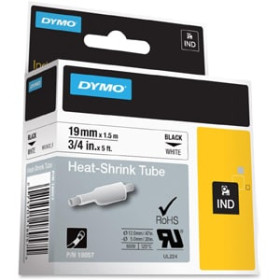 Etiquette pour Câbles Dymo 18057 - 19 mm Largeur - Impression thermique directe - Blanc, Noir - Vinyle - 1 Unité