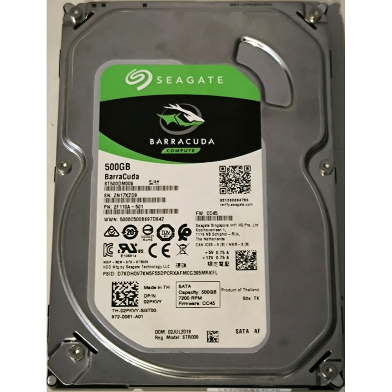 Seagate Barracuda ST500DM009 internal hard drive 500 GB 7200 RPM 32 MB 3.5" Serial ATA III (Used)