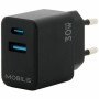 MOBILIS 30 W AC Adapter - Universal Adapter - 1 USB - 1 USB Type-C - For Smartphone, Tablet PC - Black