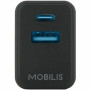 MOBILIS 30 W AC Adapter - Universal Adapter - 1 USB - 1 USB Type-C - For Smartphone, Tablet PC - Black