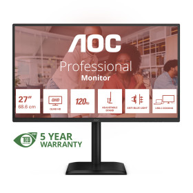 AOC E4 Q27E4CV computer monitor 27" 2560 x 1440 pixels Quad HD LED Black