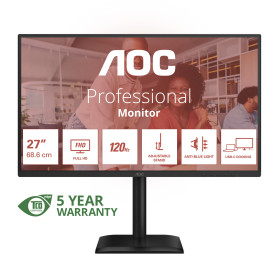 AOC 27E4CV écran plat de PC 68,6 cm (27") 1920 x 1080 pixels Full HD LED Noir