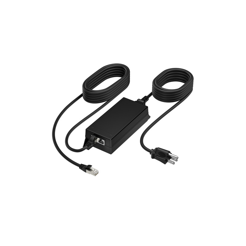 Poly PoE++ 65W 2.5G Adapter with 3.66m CAT6A Cable and Power Cord adaptateur de puissance & onduleur Intérieure Noir