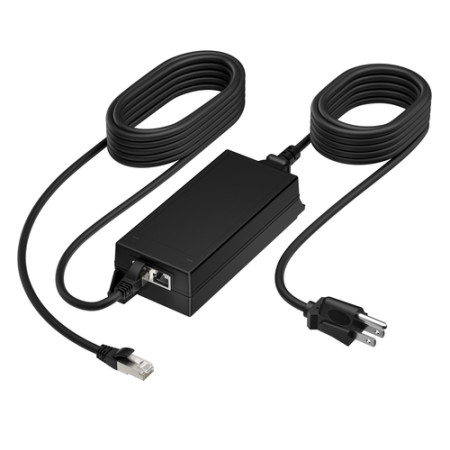 Poly PoE++ 65W 2.5G Adapter with 3.66m CAT6A Cable and Power Cord adaptateur de puissance & onduleur Intérieure Noir